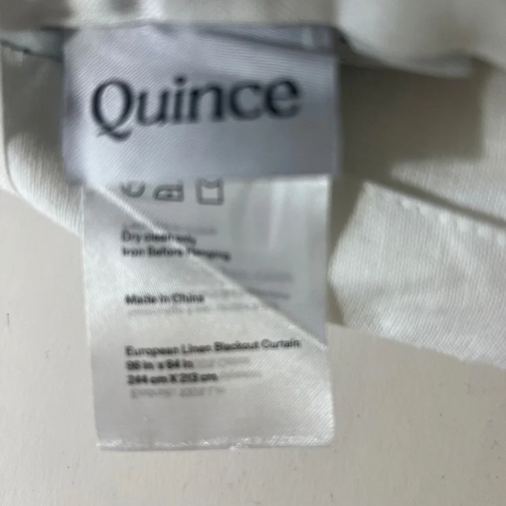 Quince European Linen Room Darkening Blackout Curtain White 96x84 LB119930 New